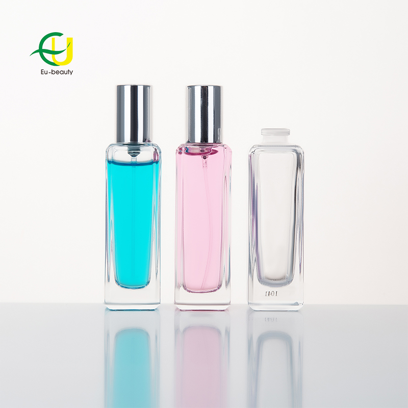 EUCS-0004 30ml square perfume glass bottle with FEA15mm perfume pump