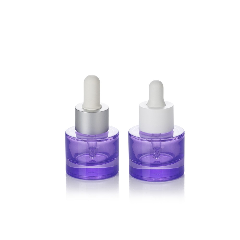 EU-C6400 purple Glass Vial Bottles 20ml With white/silver Dropper Cap For Cosmetic Oil Skincare Oil Packaging
