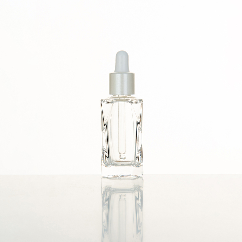 EU-2003 Flacon en verre transparent de 15 ml avec compte-gouttes en verre blanc perlé