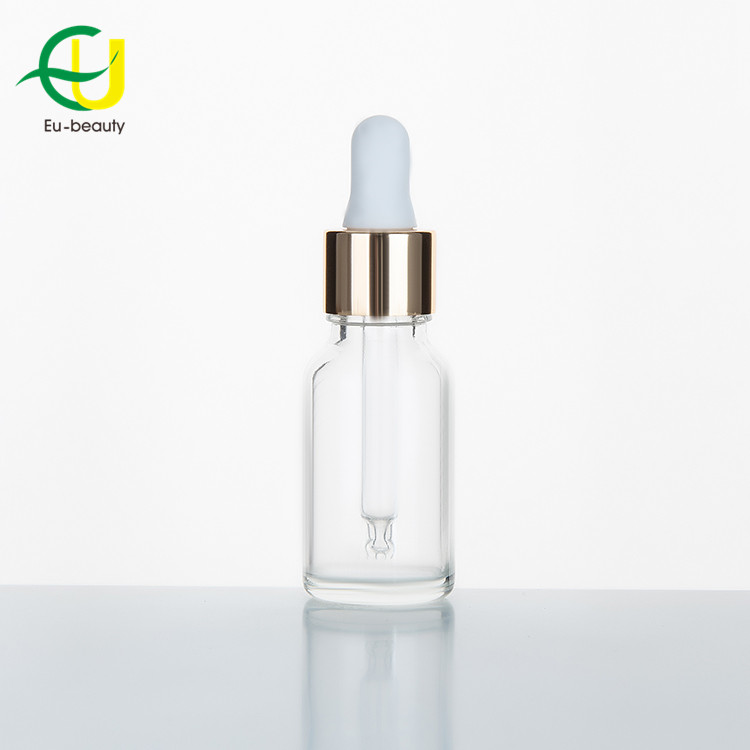 Botellas de vidrio de aceite esencial transparente con gotero de 15 ml