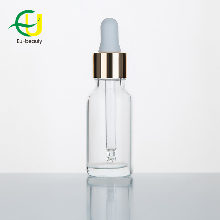 Botella de vidrio de aceite esencial transparente transparente de 20 ml