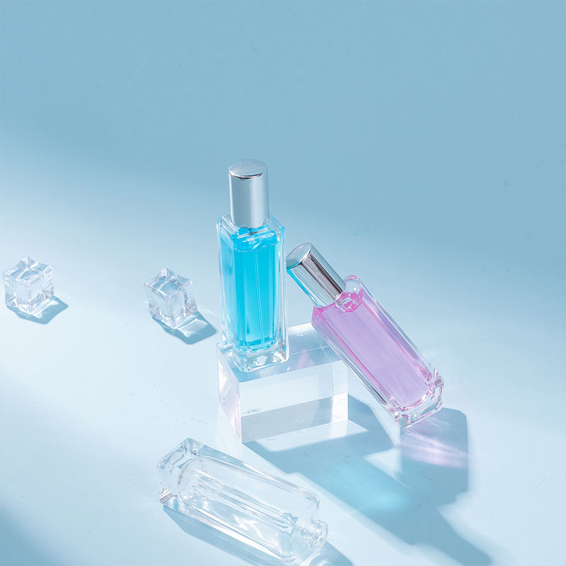 EUCS-0004 1oz square perfume glass bottle with crimp perfume spray pump