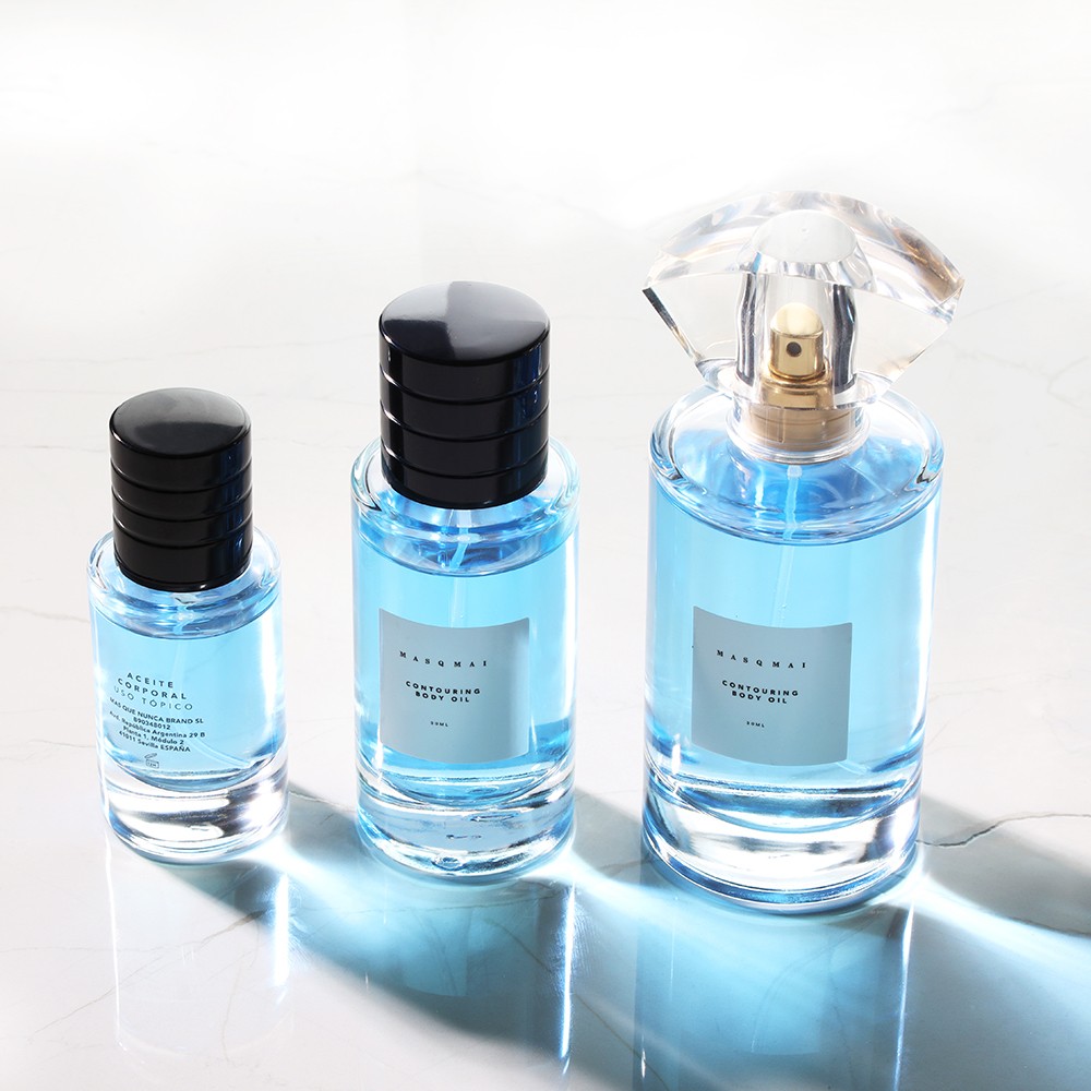 Low Moq Luxury Wholesale Round Perfume Bottle Crimp Spray Pump 50ml Empty Glass Perfume Glass Bottle With Custom Magnetic Cap