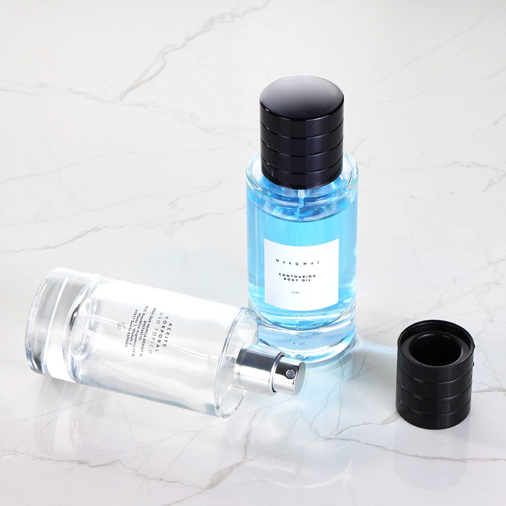 Low Moq Luxury Wholesale Round Perfume Bottle Crimp Spray Pump 50ml Empty Glass Perfume Glass Bottle With Custom Magnetic Cap