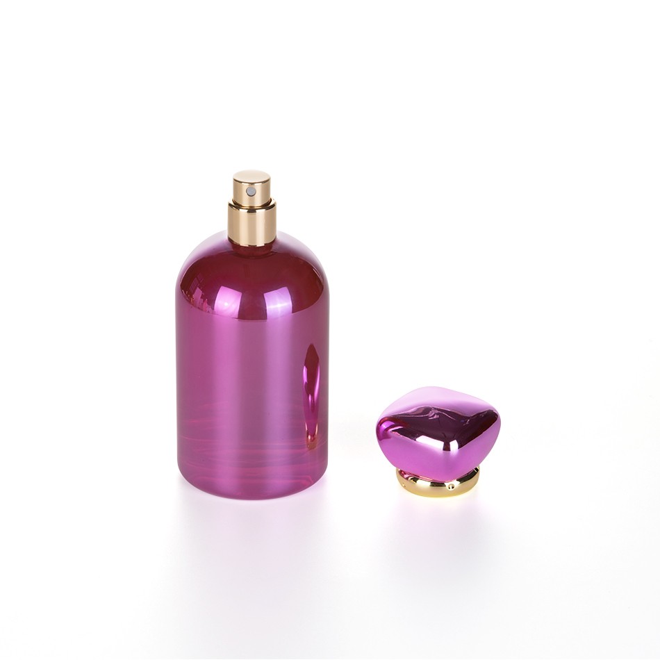 Empty 50ml 100ml Round Pink Colourful Spray Glass Frosted Perfume Bottle With perfume Lids