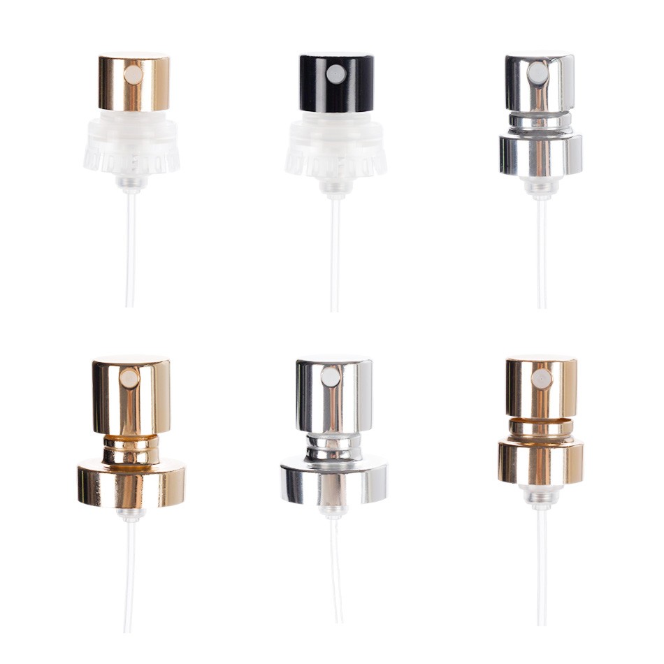 Gold Silver Black Easy Crimp Sprayer Aluminum Crimp/Crimpless Perfume Pump Atomizer Perfume Spray Pump For Perfume Bottle 