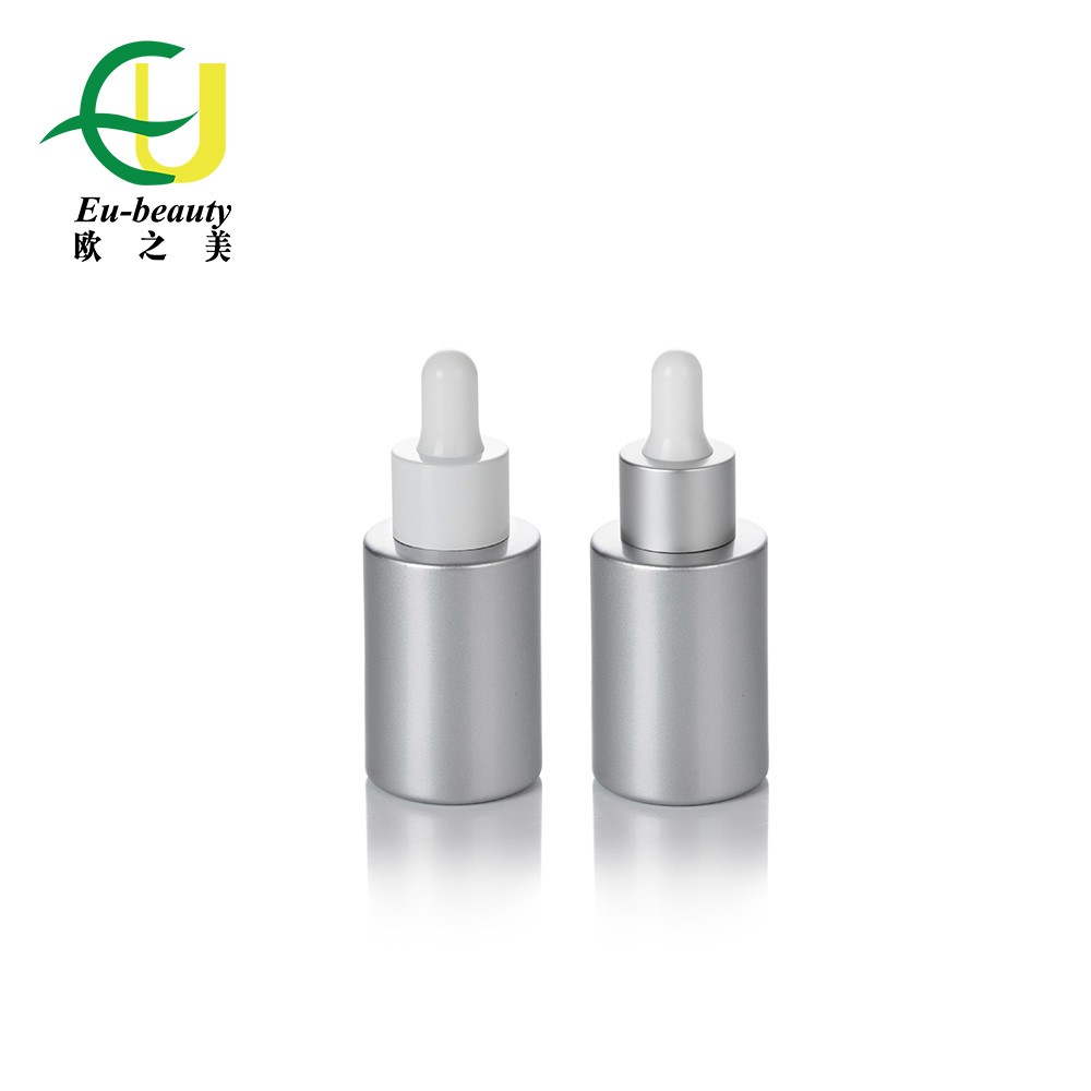 EU-2005 Custom Luxury Essential Oil Cosmetic Bottle Thick Bottom grey 30ml 1oz Serum Glass Dropper Bottle 
