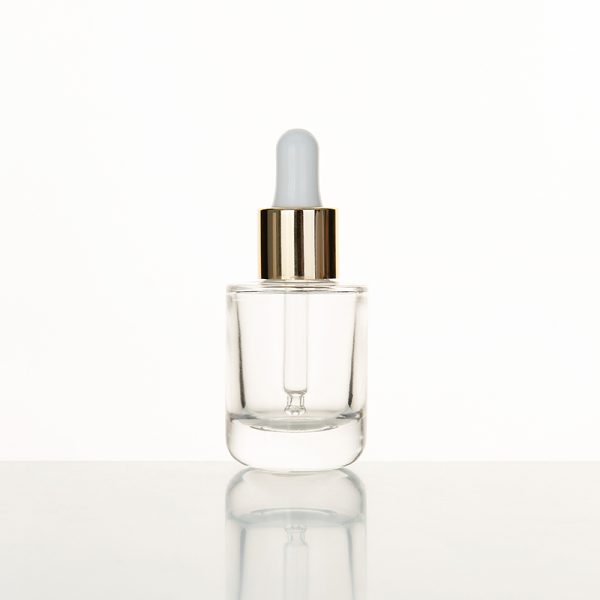 EU-2005 20ml transparent glass bottle with golden glass dropper