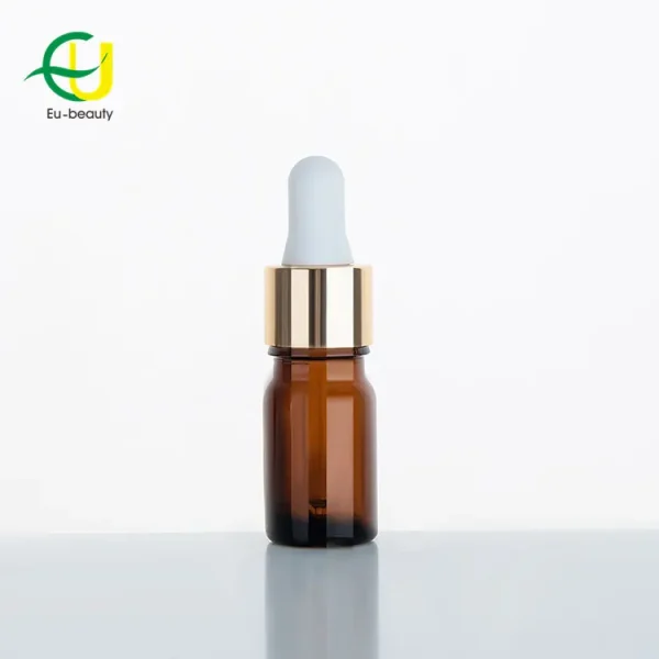 5ml amber glass essential oil bottles with silicone dropper