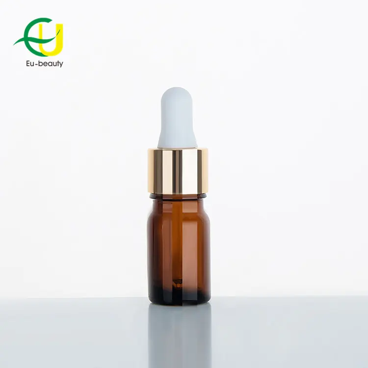 5ml amber glass essential oil bottles with silicone dropper