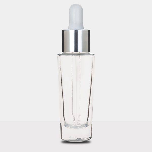 EU-2009 20ml white glass bottle with matte silver dropper