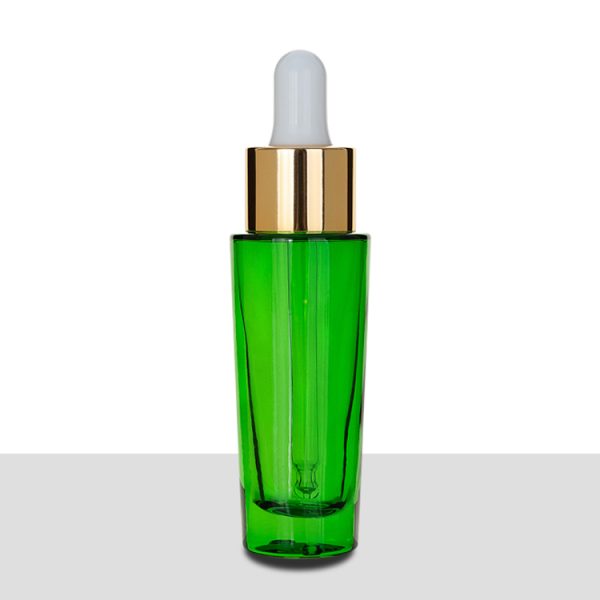 EU-2009 20ml dark green glass bottle with silicone bulb dropper