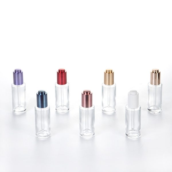EU-Beauty Cosmetic Bottle Glass Dropper With Press Pump 30ml Capacity Cylinder Shape Sealed Design For Cream/oil/eye Packaging
