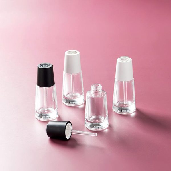 Luxury Unique Color Coating 1oz 30ml transparent Glass Cosmetic Face Push Button Dropper Bottle For Serum And Lotion