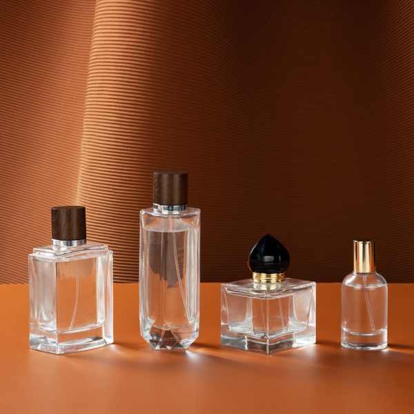 EU-Beauty Simple Design Round Rectangle 30ml 50ml Slanted Shoulder Glass Perfume Bottles With Golden Cap