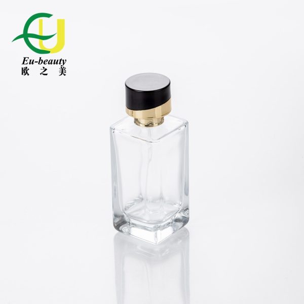 EU-Beauty Luxury Custom 100ml Square Clear Glass Perfume Bottles With perfume Lid