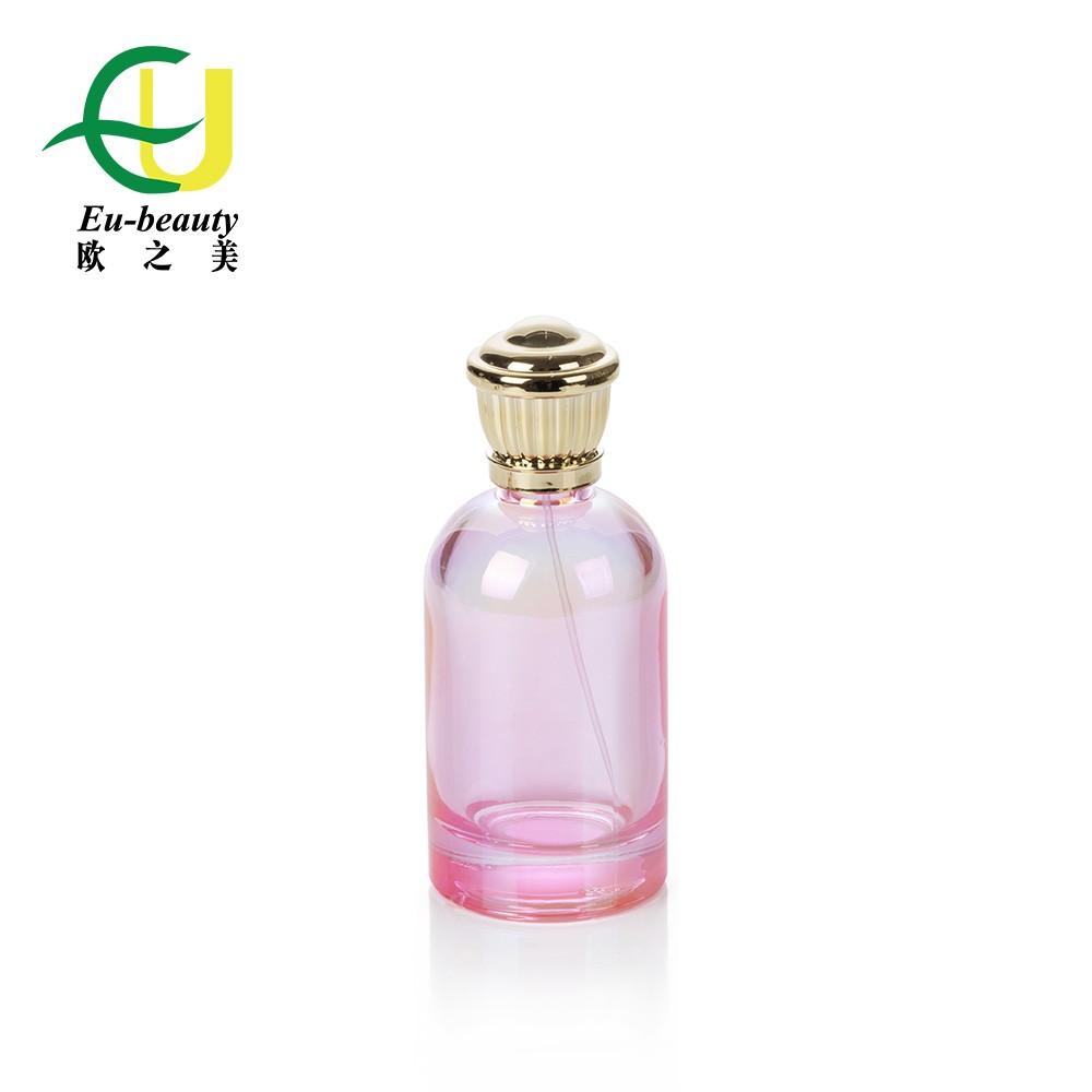 EU-Beauty Pink Plastic Cap 100ml Woman Perfume Cologne Cosmetic Toner Glass Bottle With Label Sticker