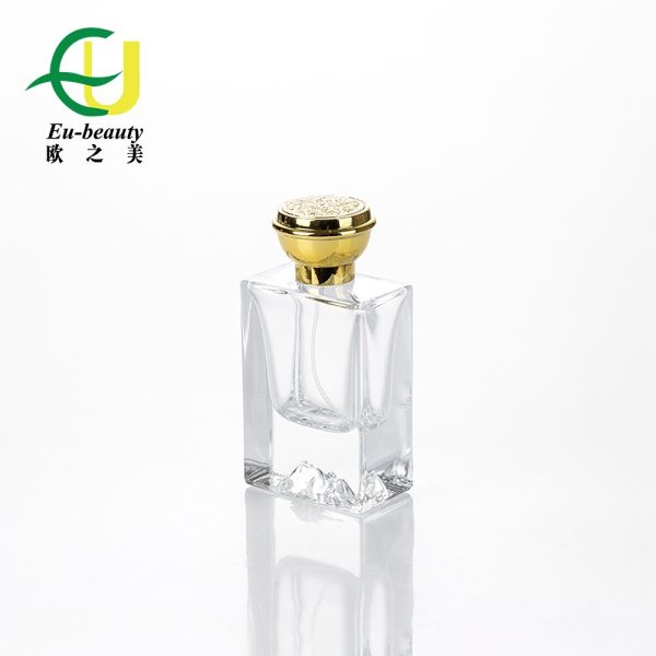 EU-Beauty 50ml Square Perfume Bottle/cosmetic alloy Cap Perfume Atomizer Spray Bottle/rectangular Perfume Glass Bottle