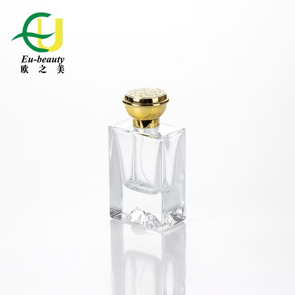 EU-Beauty 50ml Square Perfume Bottle/cosmetic alloy Cap Perfume Atomizer Spray Bottle/rectangular Perfume Glass Bottle