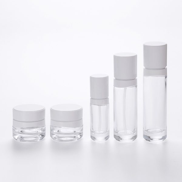 Skin Care Set Packaging Clear Glass Bottle Empty Be Suitable For Essence Lotion Face Cream Printable Logo
